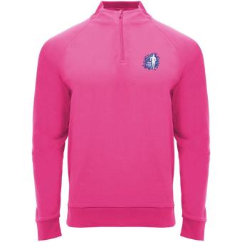 Epiro 200 g/m² long sleeve unisex quarter zip sweatshirt, fluor pink Fluor pink | M