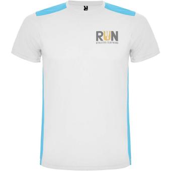 Detroit 130 g/m² short sleeve unisex sports t-shirt, white, turquoise White, turquoise | L