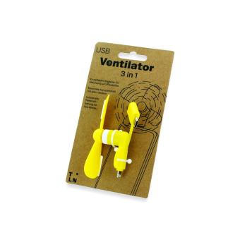 USB Ventilator 3 in 1 Blau | Trägerkarte natur