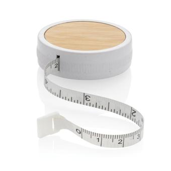 XD Collection RCS recycled plastic & bamboo tailor tape White/brown