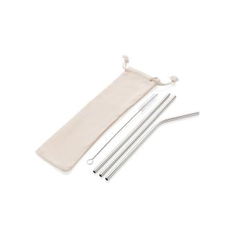 XD Collection Reusable stainless steel 3 pcs straw set Silver