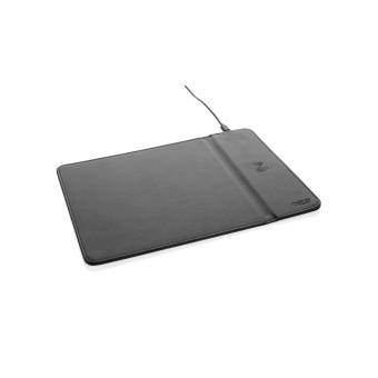 Swiss Peak RCS recycled PU 10W wireless charging mousepad Black
