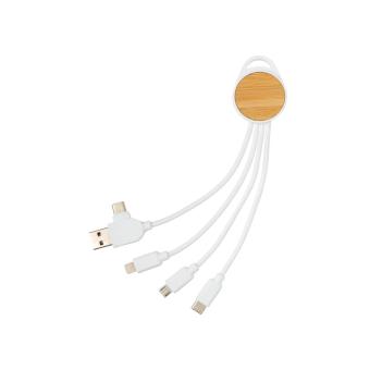 XD Collection RCS recycled plastic Ontario 6-in-1 round cable White
