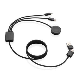 XD Xclusive Terra RCS rPET 6-in-1-Ladekabel mit Uhrenladegerät Grau