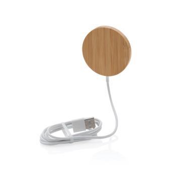 XD Collection 10W bamboo magnetic wireless charger Brown