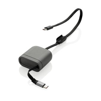 XD Xclusive Spira RCS – recyceltes, einziehbares 100W-Schnellladekabel Grau