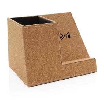 XD Collection Cork pen holder and 5W wireless charger Khaki