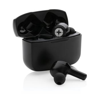 RCS recycled plastic Swiss Peak ANC TWS earbuds Black