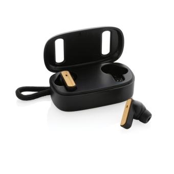 XD Collection RCS recycled plastic & bamboo TWS earbuds Black