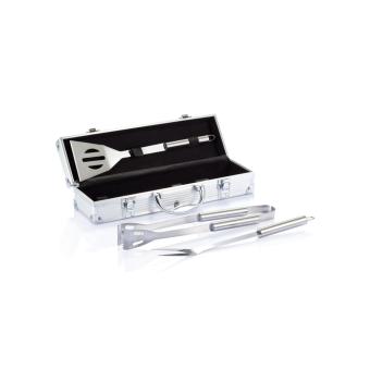 XD Collection 3 pcs barbecue set in aluminium box Silver/black