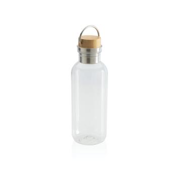 XD Collection GRS rPET Flasche with Bambusdeckel und Griff Transparent