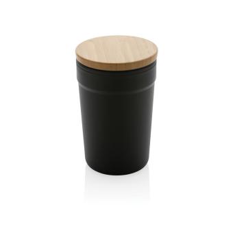 XD Collection GRS rPP-Becher mit Bambusdeckel Schwarz