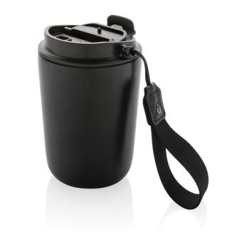 XD Collection Cuppa RCS re-steel vacuum tumbler with lanyard Black