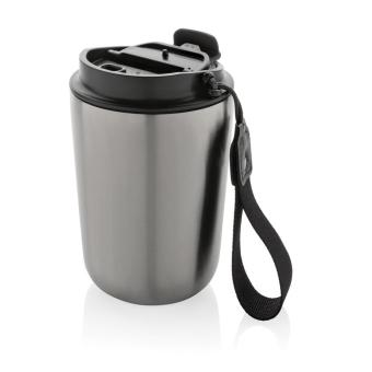XD Collection Cuppa RCS re-steel vacuum tumbler with lanyard Silver/black