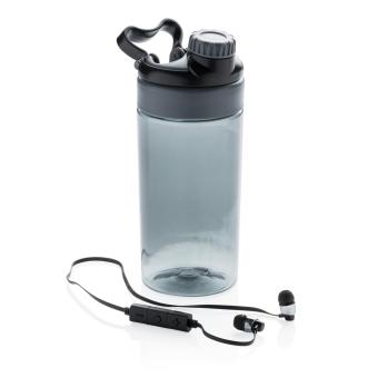 XD Collection Auslaufsichere Flasche mit kabellosem Kopfhörer Schwarz/grau