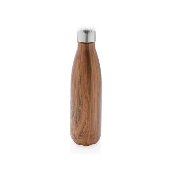 XD Collection Vacuum insulated stainless steel bottle with wood print Brown