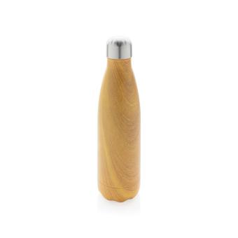 XD Collection Vakuumisolierte Stainless Steel Flasche mit Holzoptik Gelb