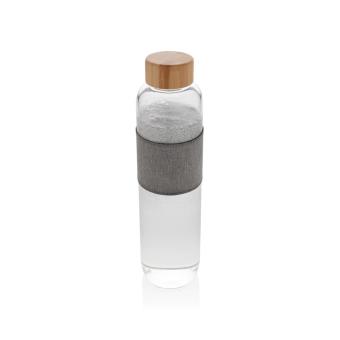 XD Collection Impact Borosilikat-Glasflasche mit Bambusdeckel Transparent