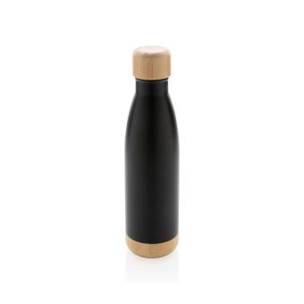 XD Collection Vacuum stainless steel bottle with bamboo lid and bottom Black
