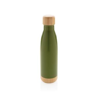 XD Collection Vacuum stainless steel bottle with bamboo lid and bottom Green