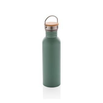 XD Collection Moderne Stainless-Steel Flasche mit Bambusdeckel Grün