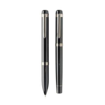 Swiss peak OSLO recycled stainless steel deluxe pen set Black