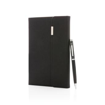 Swiss Peak Deluxe A5 Notizbuch mit Stift Schwarz