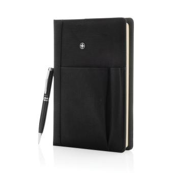 Swiss Peak Refillable notebook and pen set Black