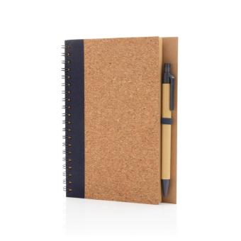 XD Collection Cork spiral notebook with pen Aztec blue