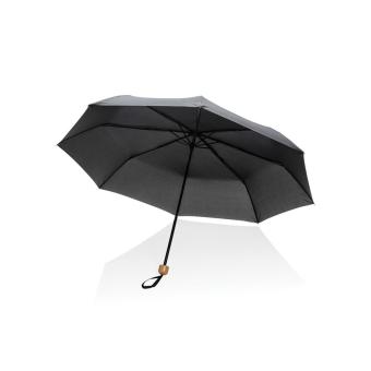 XD Collection 20.5" Impact AWARE™ RPET 190T Pongee bamboo mini umbrella Black