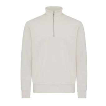 IQONIQ Elgon recycled cotton quarter zip sweater, ivory white, pebble gray Ivory white, pebble gray | XXS