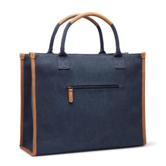 VINGA Bosler RCS recycled canvas office tote Navy
