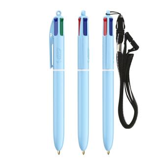 BIC® 4 Colours® Pastel + Lanyard Blau