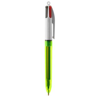 BIC® 4 Colours Fluo ballpen + lanyard Transparent yellow