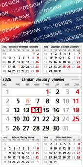 5-Monatskalender (Einblatt): Kompakter Einblatt-Monatskalender mit großem laufenden Monat, portooptimiert und individuell gestaltbar – inklusive 4C-Digitaldruck Light grey