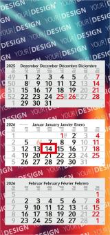 3-Monatskalender (Mehrblock): Preiswerter Mehrblock-Monatskalender mit Werbefläche auf der kompletten Rückwand und perforierten Kalenderblöcken – inklusive 4C-Digitaldruck Light grey