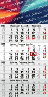 4-Monatskalender (Einblatt): Hochwertiger Einblatt-Monatskalender mit großzügiger Werbefläche und hellgrauem Kalendarium – inklusive 4C-Digitaldruck Light grey