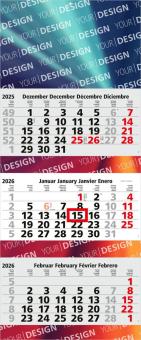 3-Monatskalender (Mehrblock): Premium-Mehrblock-Monatskalender im portooptimierten Großformat mit hochwertigem Kalendarium in Hellgrau und großzügiger Werbefläche – inklusive 4C-Digitaldruck Light grey