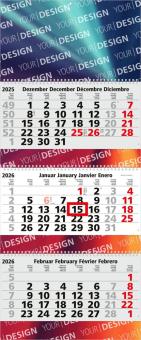 3-Monatskalender (Mehrblock): Premium-Mehrblock-Monatskalender mit eleganter Wire-O-Bindung, hochwertigem Kalendarium und mehreren Werbeflächen – inklusive 4C-Digitaldruck Light grey