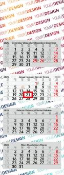 4-Monatskalender (Mehrblock): Mehrblock-Monatskalender mit Kalendarium aus Recyclingpapier und Werbefläche auf der kompletten Rückwand – inklusive 4C-Digitaldruck Light grey