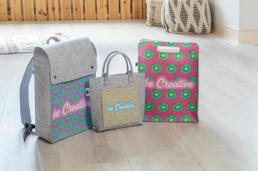 CreaFelt Shop D individuelle RPET Einkaufstasche Weiß/grau