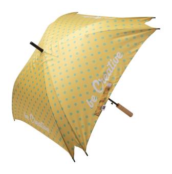 CreaRain Square RPET individueller Regenschirm Weiß/braun