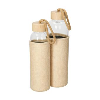 Glasflasche mit Hülle "Natural", 0,5l Transparent