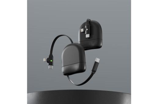Enjoy Technology Xoopar ICE-R Einziehbares USB-C- und Lightning-Kabel 60 W 1 Meter Schwarz