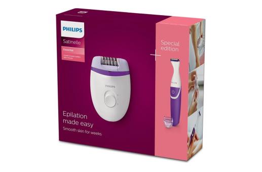 Enjoy Technology BRP505|Philips Satinelle Kompakt-Epilierer mit Kabel &amp; kabellosem Bikini-Trimmer Weiß