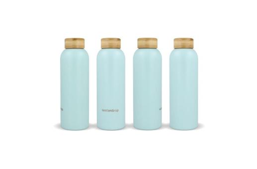 Waterdrop Stainless Steel Bottle with Bamboo Cap 600ml Aztec blue