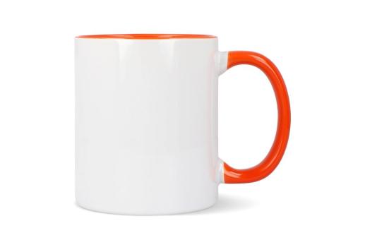 Oslo Sublimationsbecher  farbig innen &amp; Griff 300ml Orange/weiß