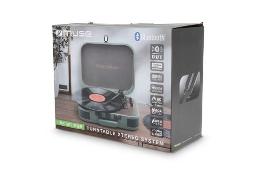 MT-207|Muse Vintage Turntable with BT-out Green