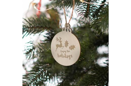 Weihnachtskugel in Form einer Holzkugel Natur