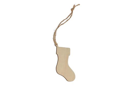 Strumpfförmiges Weihnachtsornament aus Holz Natur